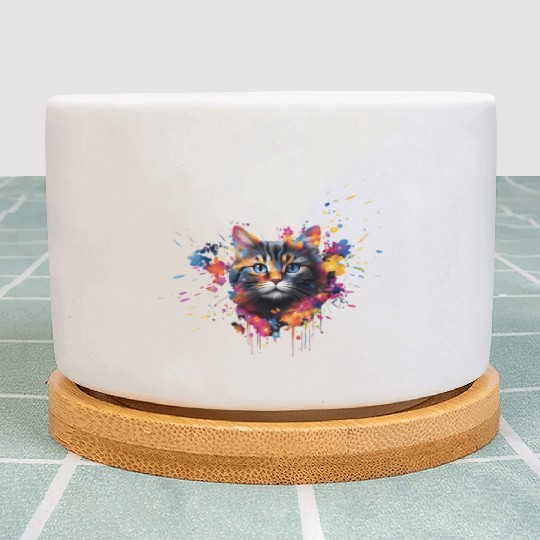 Realistic Animal Portrait Shorthair Cat Plant Pots