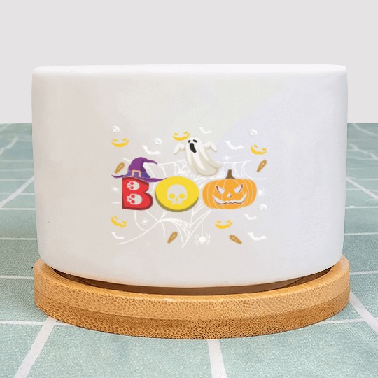 Boo Pumpkin Bat Ghost Funny Lazy Creepy Halloween Plant Pots