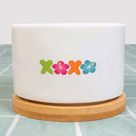 Xoxo Kiss Hibiscus Flowers Text Plant Pots