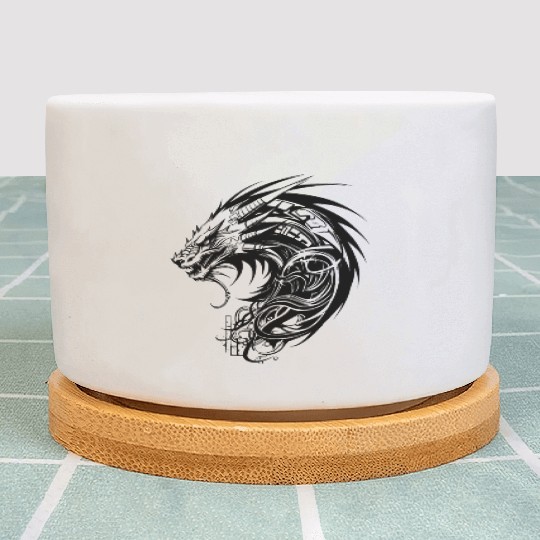 Cyber Sigilism Dragon Tattoo Design Plant Pots