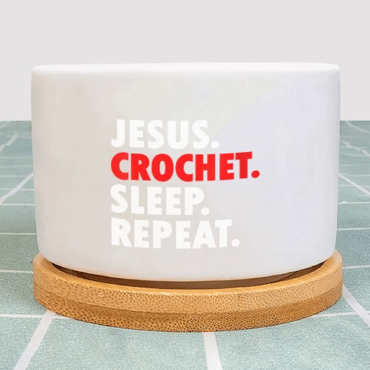 Jesus Crochet Sleep Repeat Novelty Hobby Plant Pots