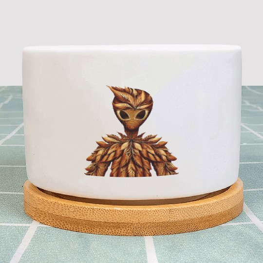 Autumn Scenario with Alien: Colorful Autumn Plant Pots