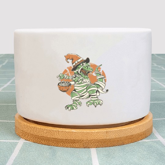 Halloween t-rex mummy Plant Pots