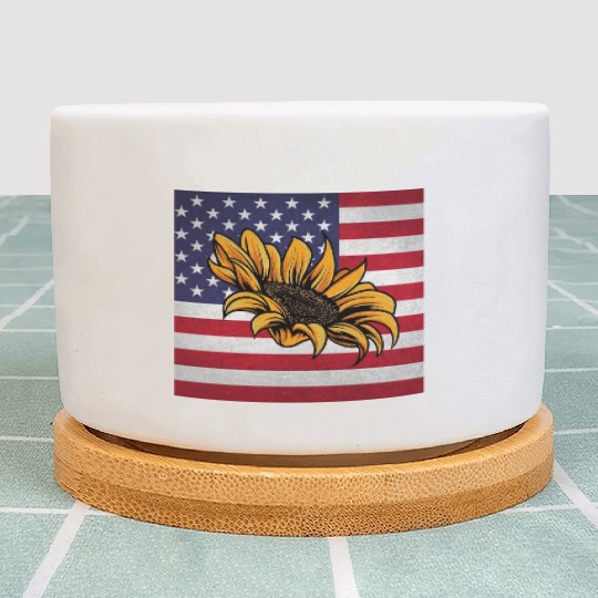 Sunflower Gardening Us Flag Plant Pots