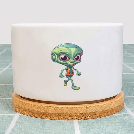 Funny Green Alien: Humorous Space Design Plant Pots