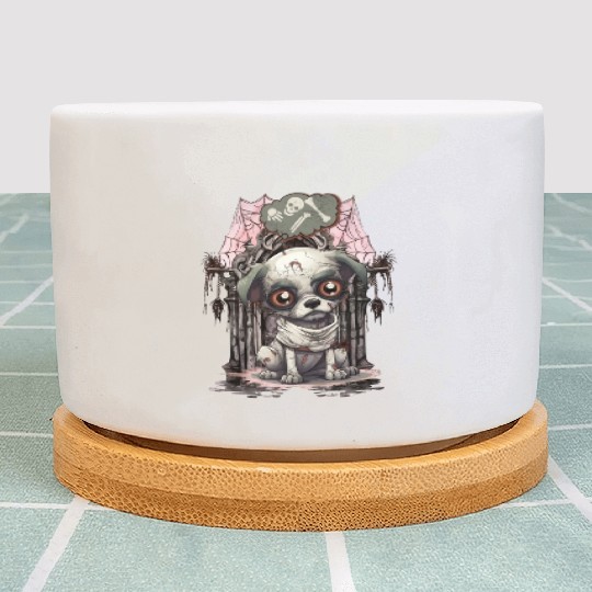 HalloweeChihuahua Mummy Dreaming of Skeleton Bones Plant Pots