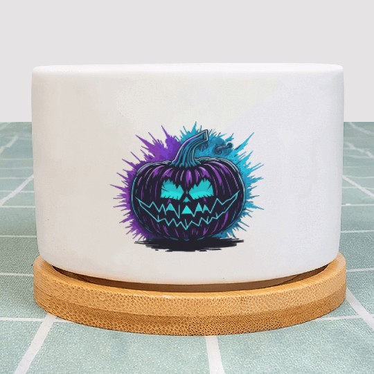 Neon Pumpkin Purple and Teal Plant Pots