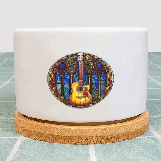 Stained Glass Art - Stylish Colorful Guitar Plant Pots