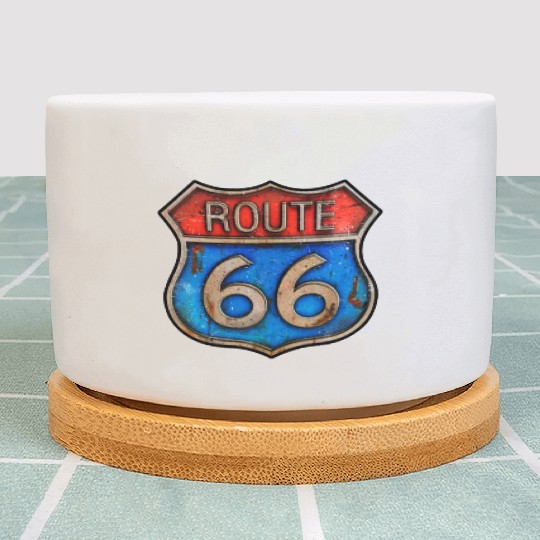 Route 66 vintage sign - Rusty metal Plant Pots