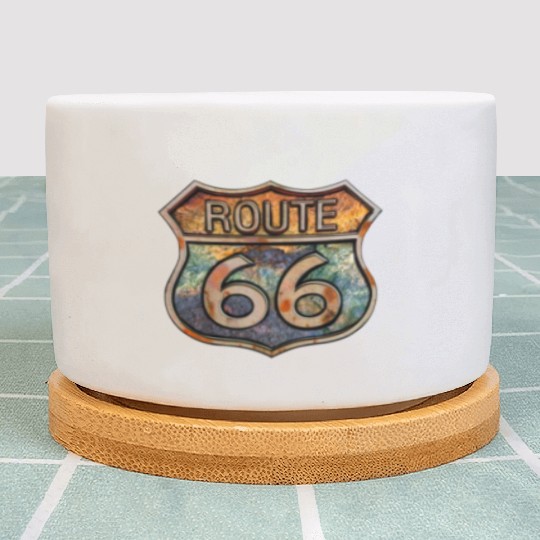 Route 66 vintage sign - Dingy metal sign 2 Plant Pots
