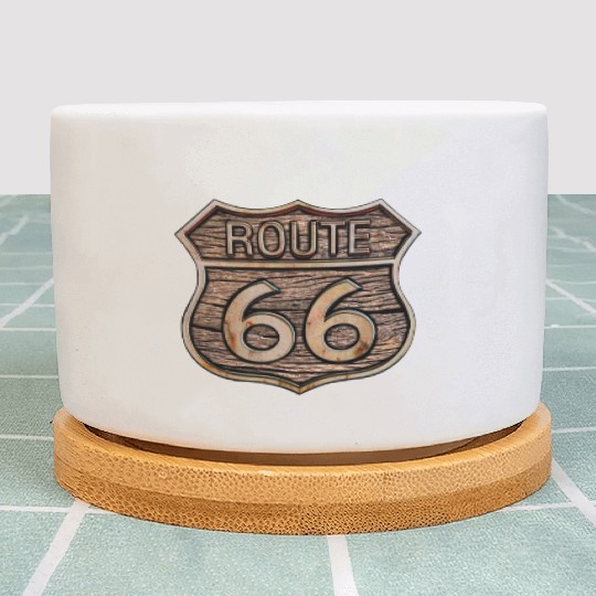 Route 66 vintage sign - Wood log signage Plant Pots