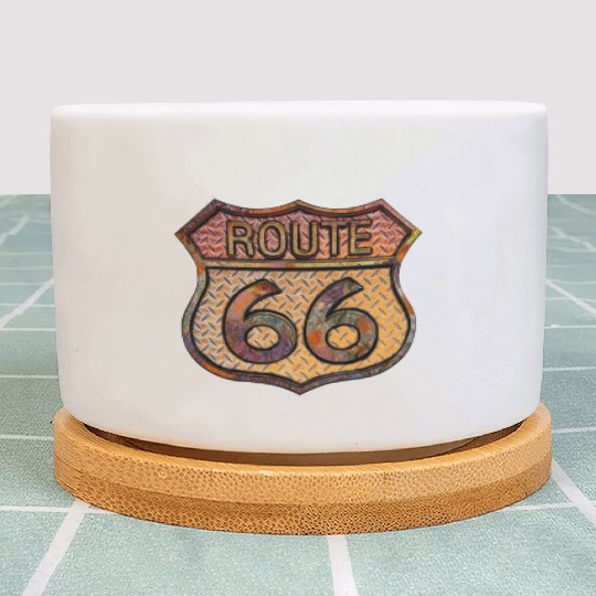 Route 66 vintage sign - Rusty metal 2 Plant Pots