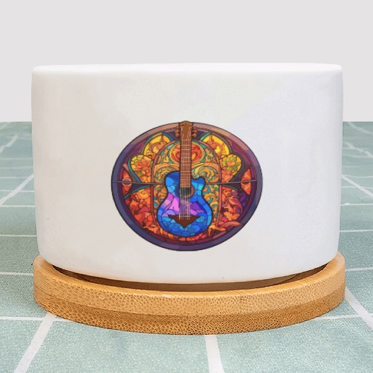 Funny Mosaic Art - Stained Glass Art Guitar Plant Pots