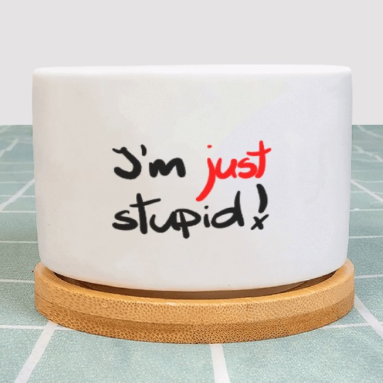 I'm just stupid ! funny, crazy, joke, white, black Plant Pots