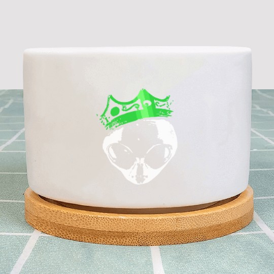 King Alien Green Crown Funny Ufo Science Fiction Plant Pots