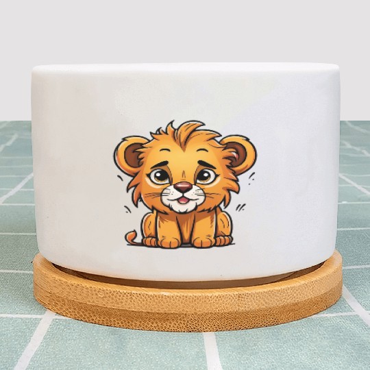 Happy Lion Cub Cartoon Character Plant Pots