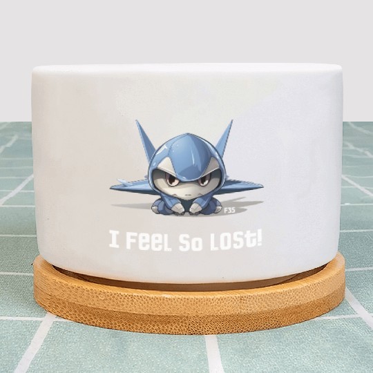 Little Lost Cute F35 Fighter Plane Illustration Plant Pots
