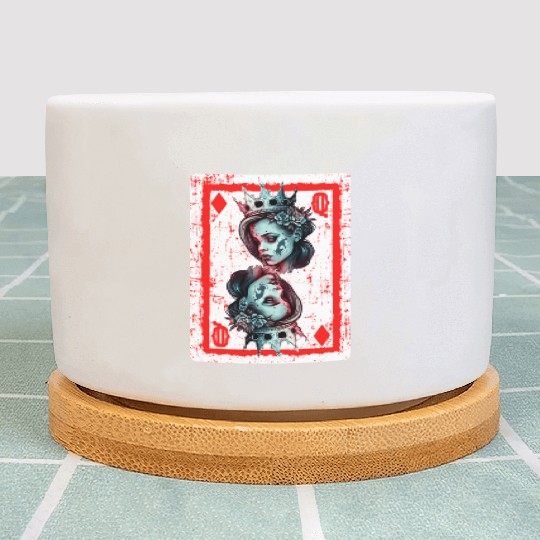Queen of Diamonds Gothic Card Game Creepy Plant Pots