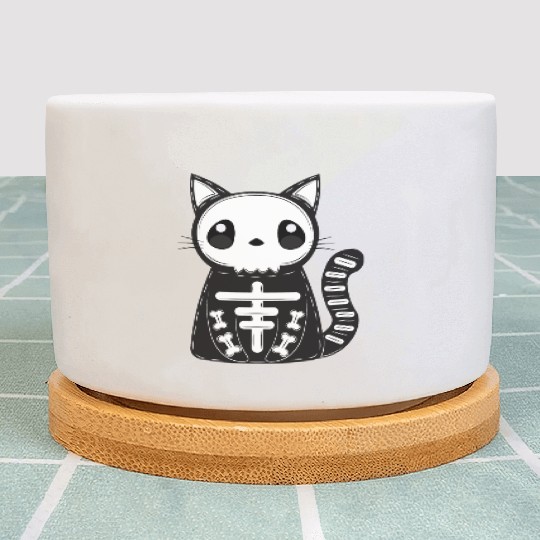 Halloween Cat Black Skeleton Funny Skull Halloween Plant Pots
