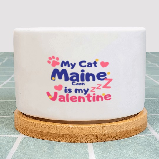 My Cat Maine Is My Valentine Plant Pots