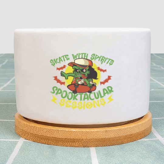 Spooky Horror Skateboarder Halloween Skateboarding Plant Pots