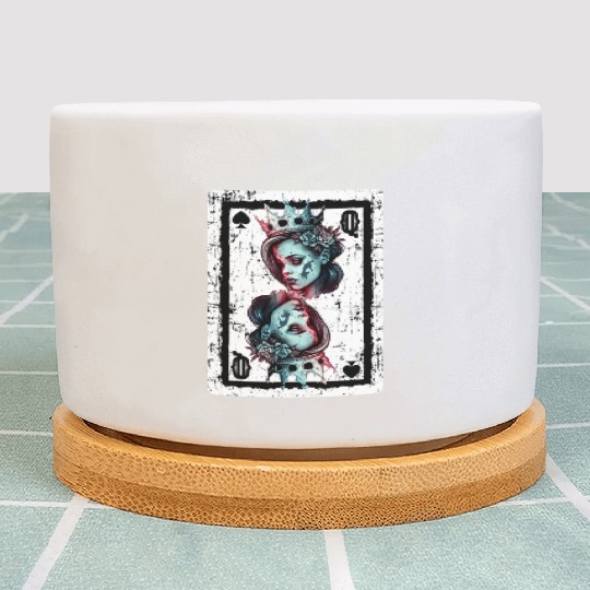 Queen of Spades Gothic Card Game Halloween Creepy Plant Pots