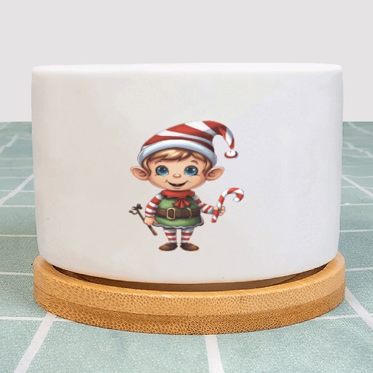 Christmas Elf Candy Cane X-Mas Pajamas Party Plant Pots