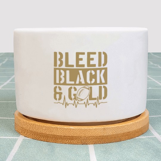 Bleed Black and Gold Group School Football Sports Plant Pots
