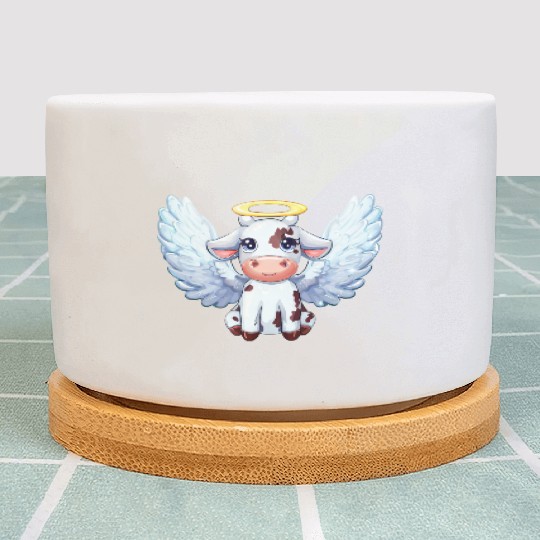 cow angel wings farm halo Plant Pots