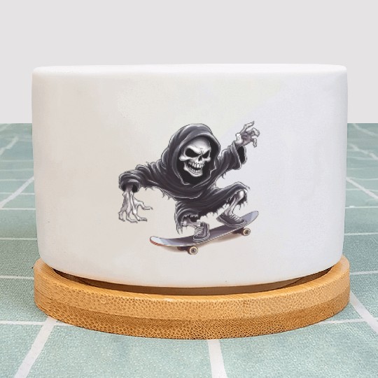 Grim Reaper Shreds the Streets: Skateboarding for Plant Pots