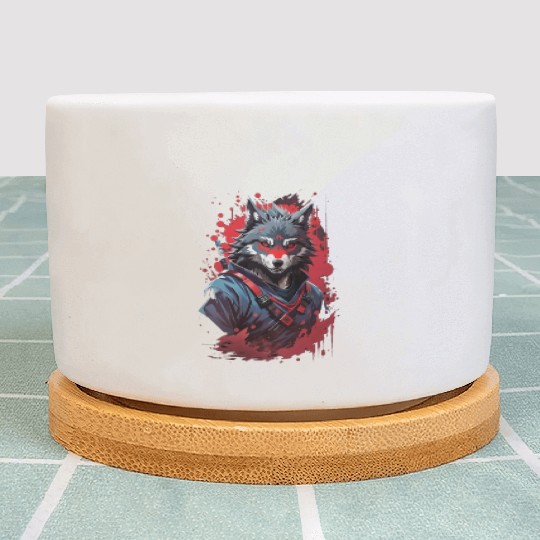 Embrace the Shadowed Fury Menacing Evil Ninja Wolf Plant Pots