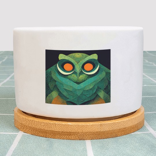 Mod Owl: Feathery Orange-Eyed Owl Plant Pots