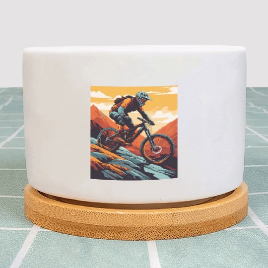 Downhill Delights: Mountain Bike Adventure Plant Pots