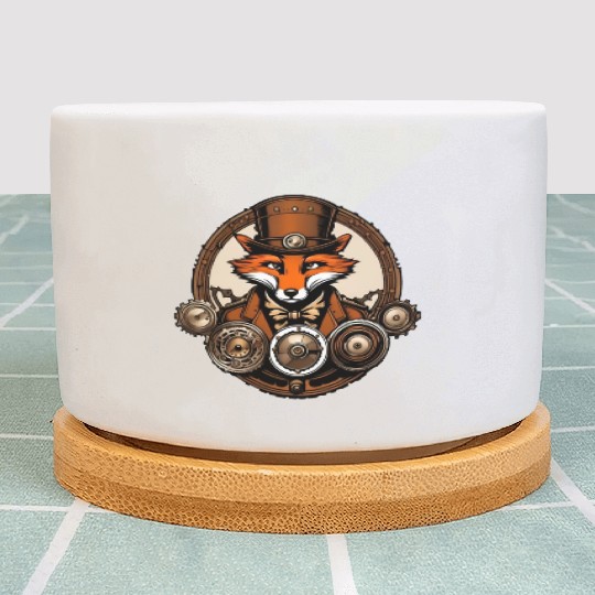 Steampunk Fox / Animal / Bronze / Old School Plant Pots