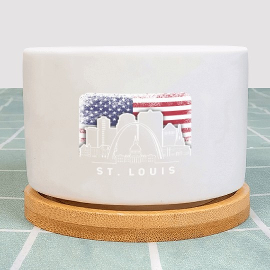 St. Louis Missouri American Flag Vintage Plant Pots