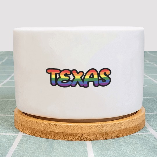 Texas Rainbow Pride Design for proud LGBT+ Texan Plant Pots