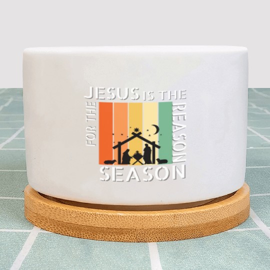 Retro Jesus is the Reason for the Season Plant Pots