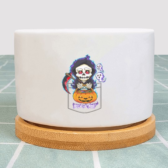Halloween Pocket Chibi Grim Reaper Trick or Treat Plant Pots