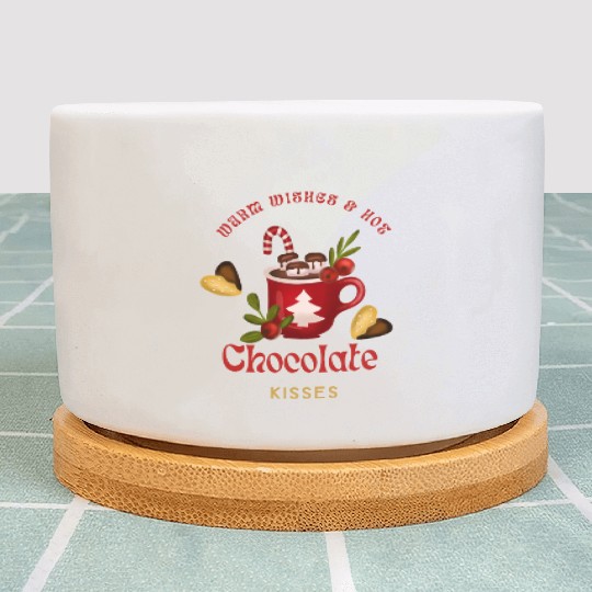 Merry Christmas Warm Wishes and Hot Chocolate Plant Pots