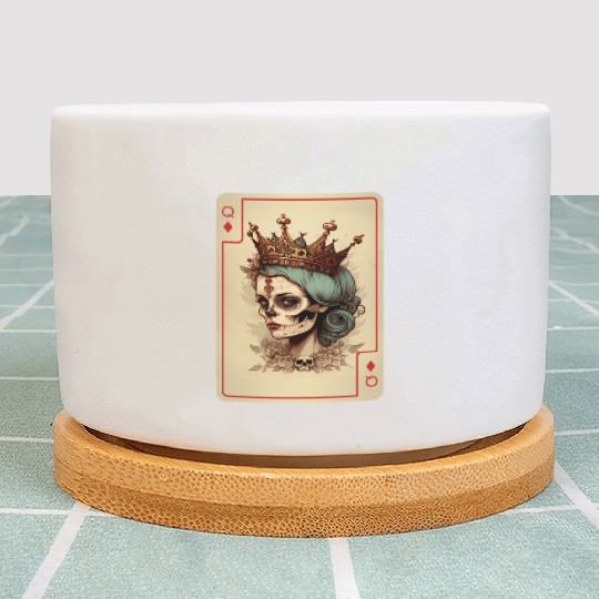 Diamond Queen Gothic Poker Card Game Creepy Plant Pots