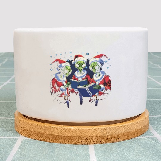 Alien Christmas Carolers Plant Pots