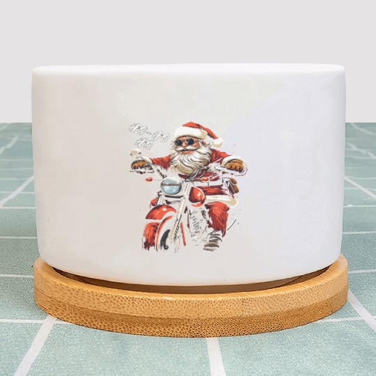 Motorcyclist Santa Claus Motorcycle Christmas Plant Pots