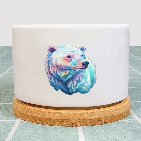 Polar Bear Roar in Winter Wonderland Watercolor Plant Pots