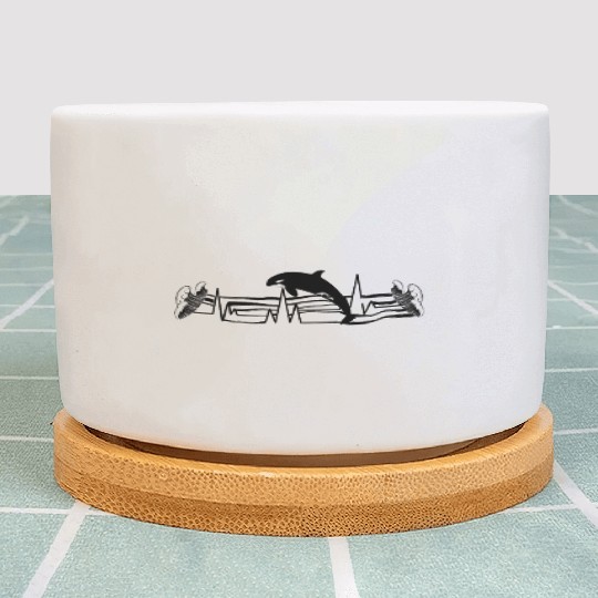 Funny Orca Heartbeat With Waves Plant Pots