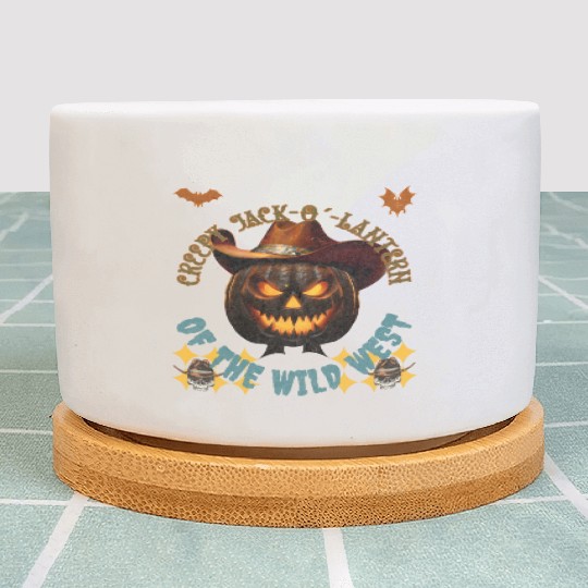 Creepy Jack o Lantern of the Wild West Plant Pots