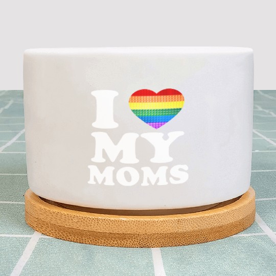 I Love My Moms Rainbow Heart Gay Pride Lgbt Flag Plant Pots