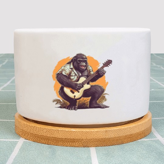 Musical Gorilla: Strumming an Acoustic Guitar Plant Pots