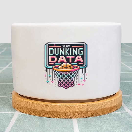 Slam Dunking Data - Retro 8-bit Basketball Hoop Plant Pots