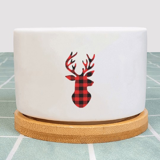 Buffalo Plaid Deer HeaD Plant Pots
