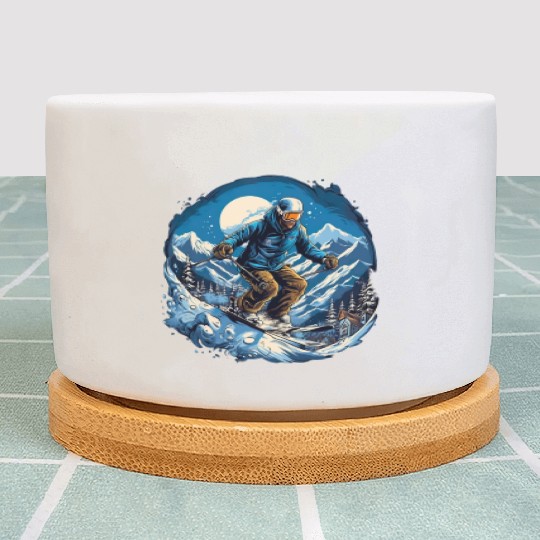 Skiing Off Piste Winter Fun for a Skiers Plant Pots